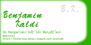 benjamin kaldi business card